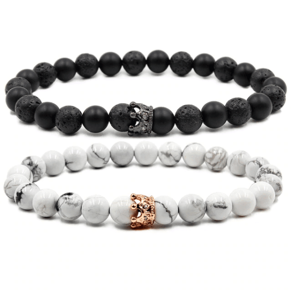 Zwarte & Witte Armbandset - Kroon
