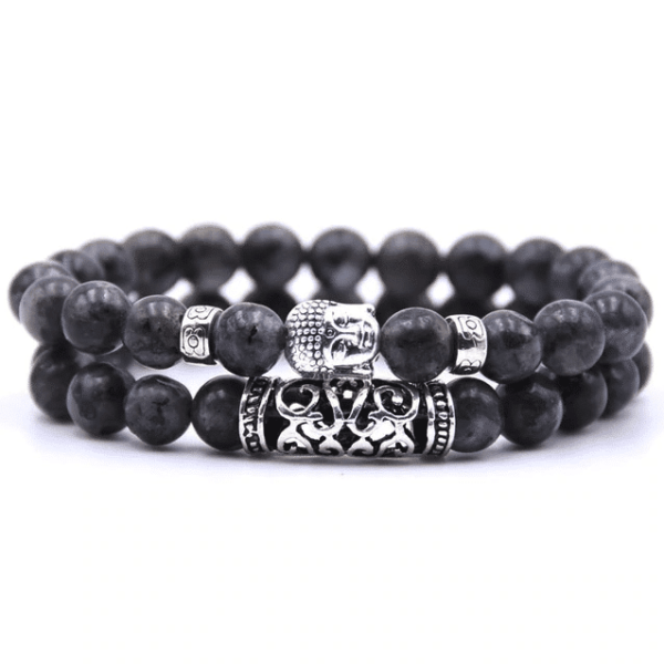 Donker Grijze Armband - Buddha Hoofd