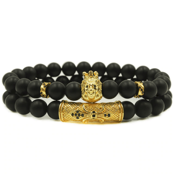 Matzwarte Gouden Armbanden - Leeuw