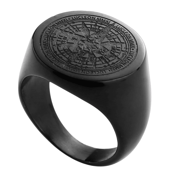 Stalen Kompas Ring Zwart