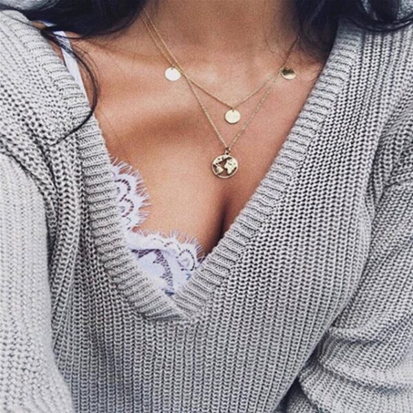 Gouden Multilaagse Choker Wereld