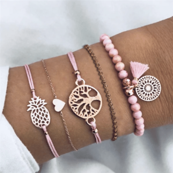 Roze Armband set van 5