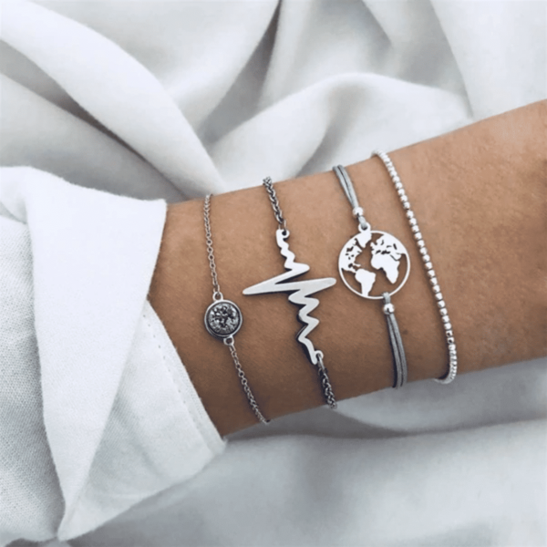 Zilveren Armband set van 4