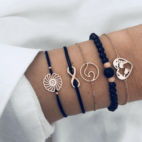 Roze / Zwart Armband set van 5