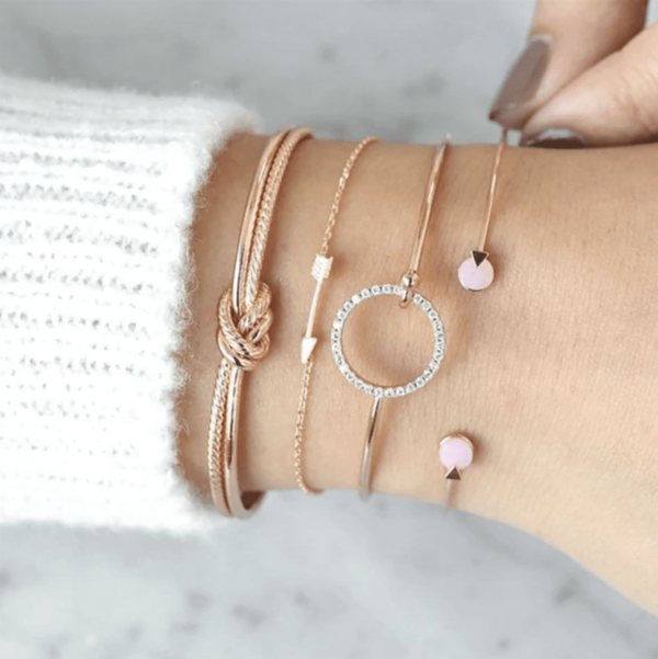 Roze / Gouden Armband set van 4
