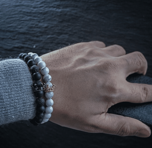 Zwarte & Witte Armbandset - Kroon - Afbeelding 3