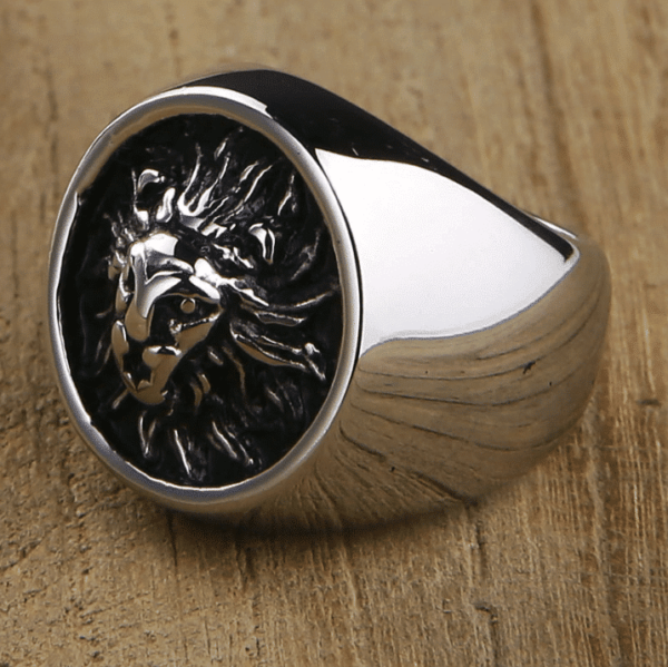Staal Zilveren Leeuw Ring - Afbeelding 2