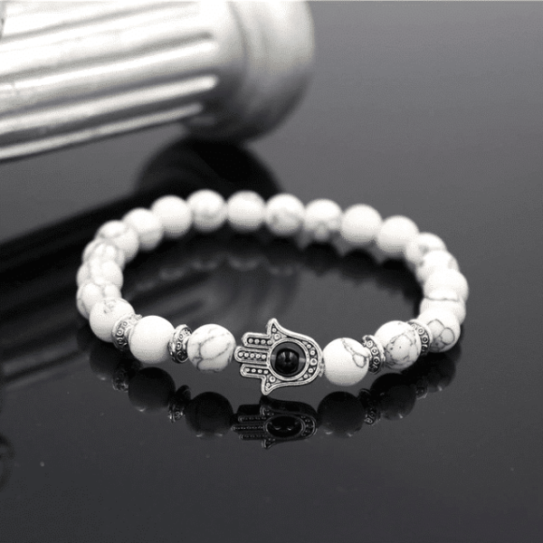 Witte Marmeren Armband - Fatima Hand