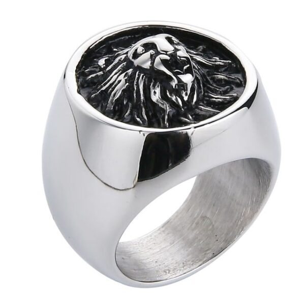 Staal Zilveren Leeuw Ring