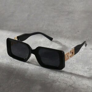 Y2K oversized rechthoekige zonnebril zwart goud