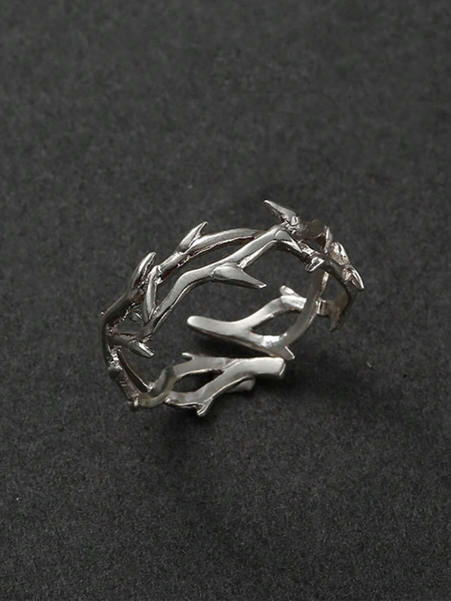 Minimalistische takjesring zilverkleurig heren