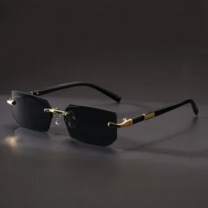 Y2K frameloze zonnebril zwart goud