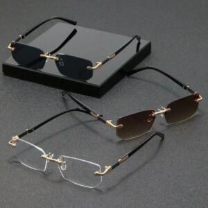 Frameloze rechthoekige zonnebril goud