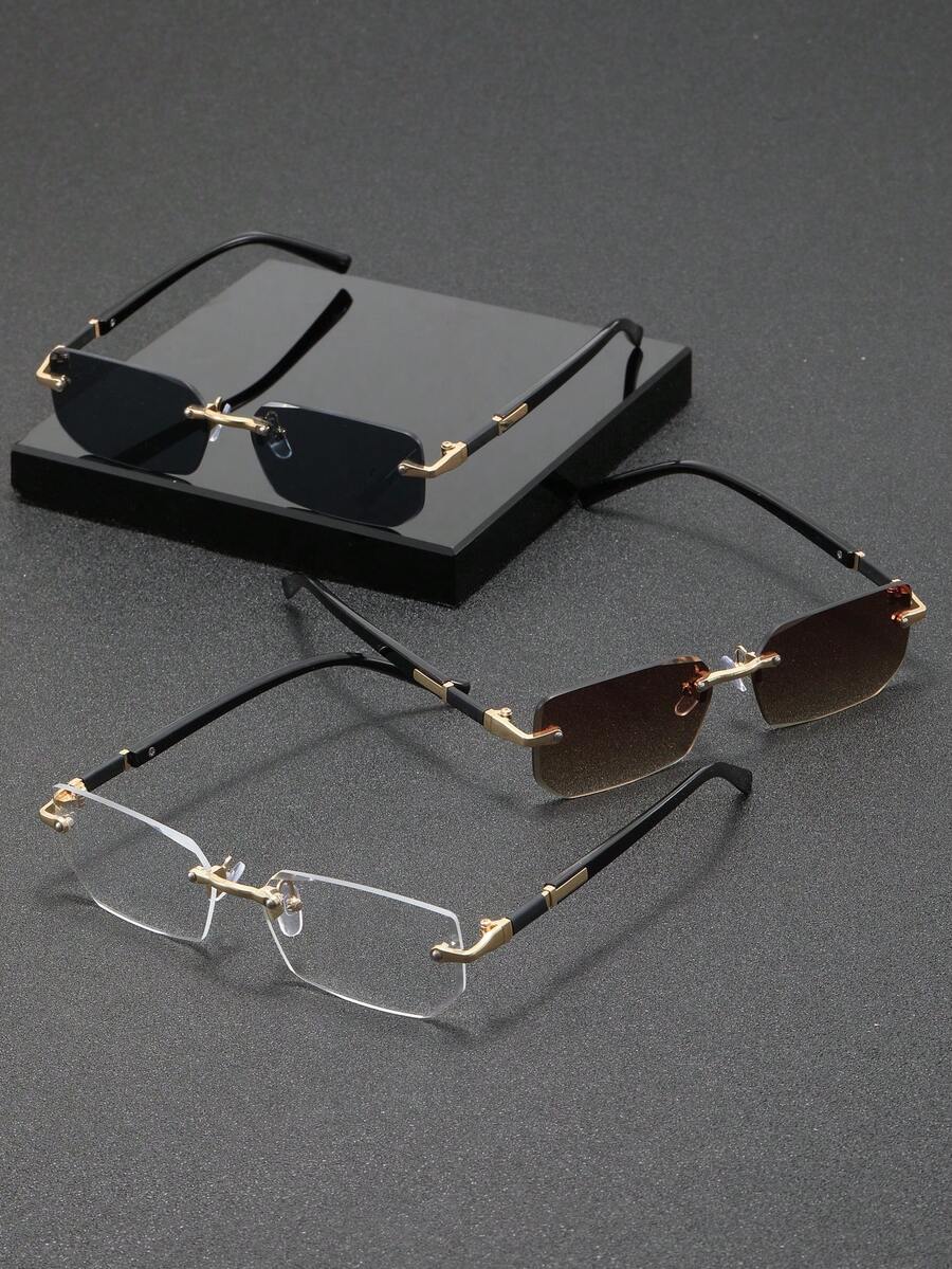 Frameloze rechthoekige zonnebril goud