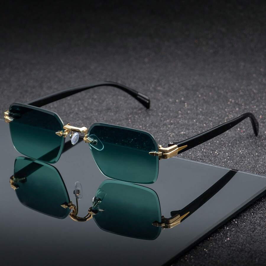 Montuurloze luxe zonnebril groen