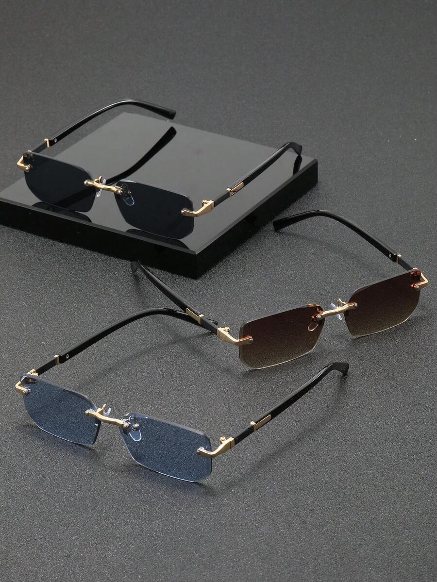 Frameloze rechthoekige zonnebril goud