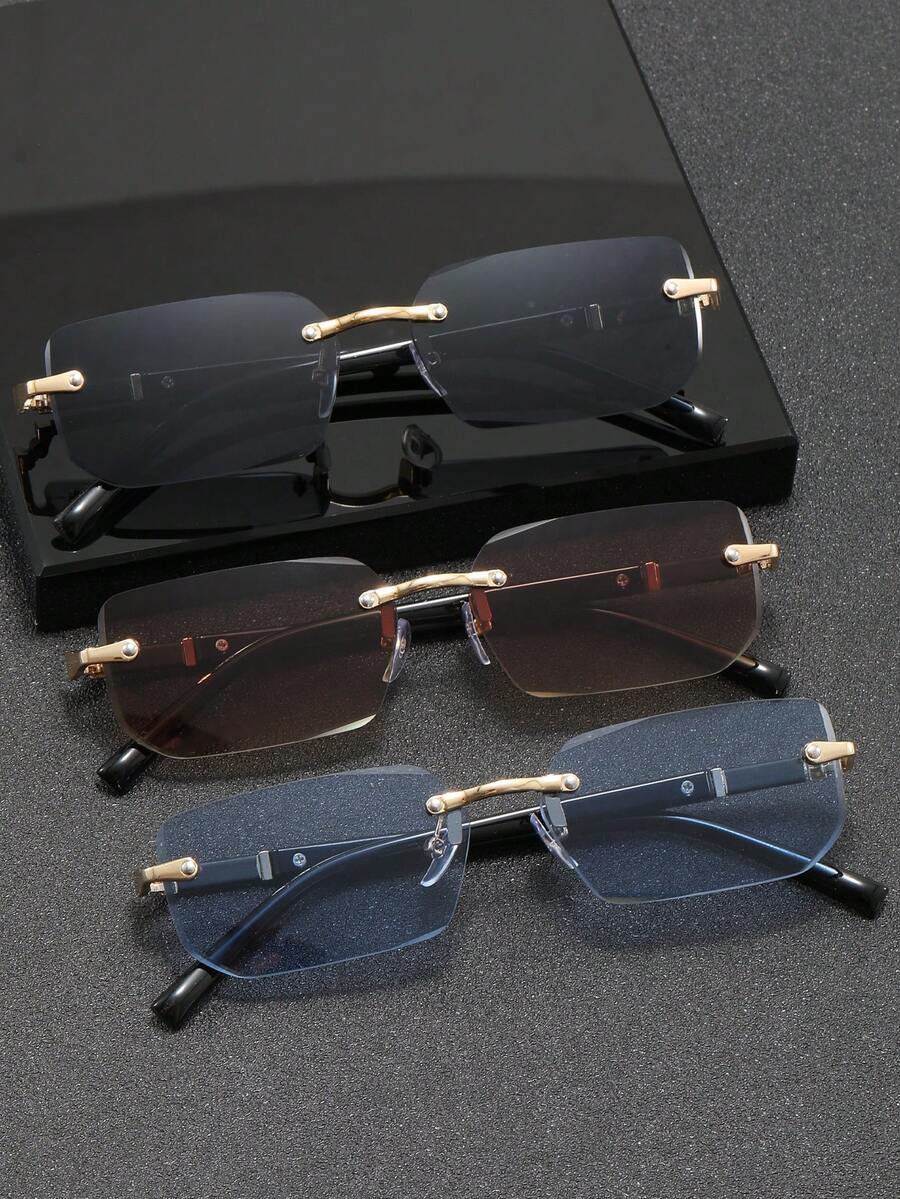 Frameloze rechthoekige zonnebril goud