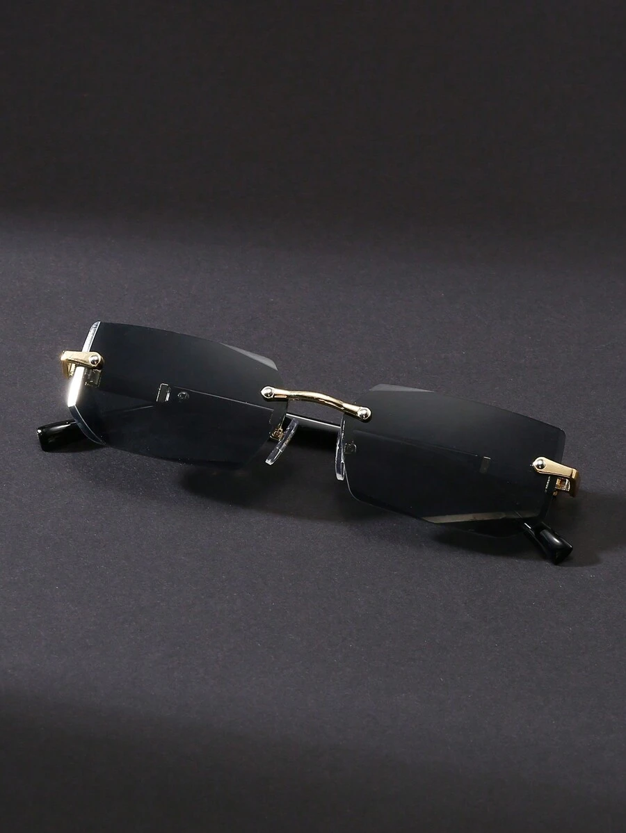 Y2K frameloze zonnebril zwart goud