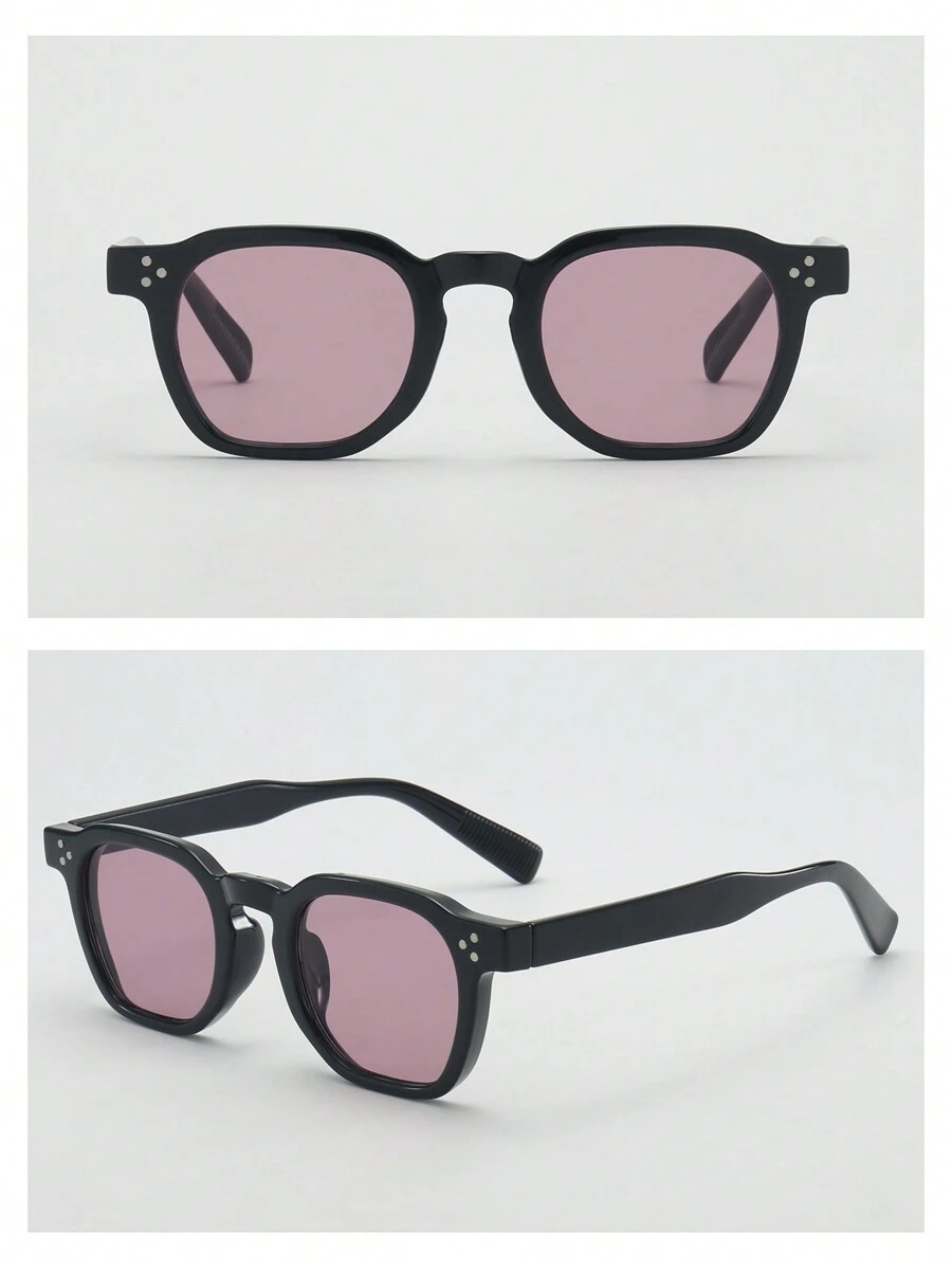 Ovale zonnebril zwart frame paars lens